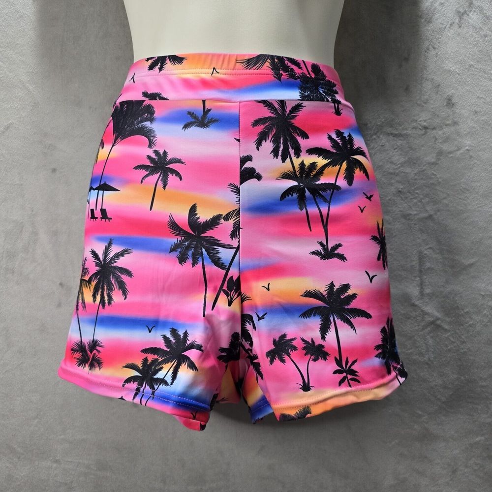 Holipick Swimsuit Bottoms Boy Shorts Size 16W Tummy Control High Waist Palm Tree